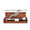 Damascus Steel Straight Razor with Camel Bone, Buffalo Horn and Stainless Steel handle