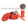 DE Safety Razor handmade with Orange Pakkawood handle Shaving Set