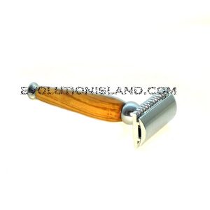 DE Safety Razor handmade with Brown Olive Wood handle